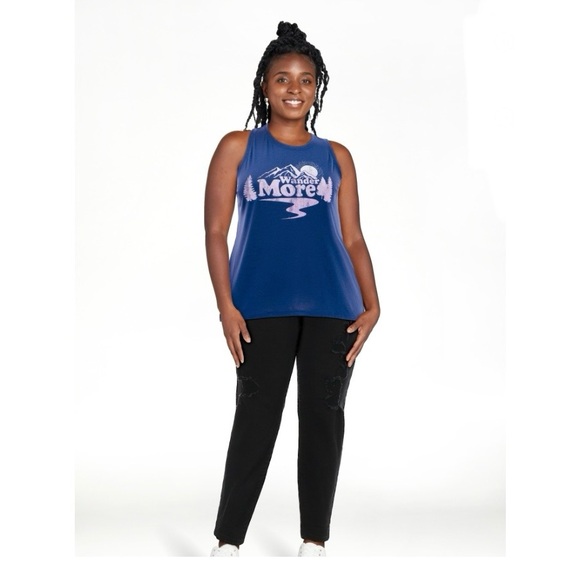 Athletic Works Women’s Graphic Print Sleeveless Blue Activewear Tank Sz M (8-10) - Picture 9 of 9